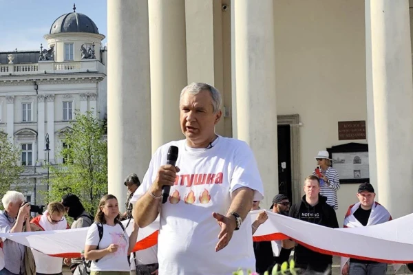 Латушко на митинге в Варшаве.