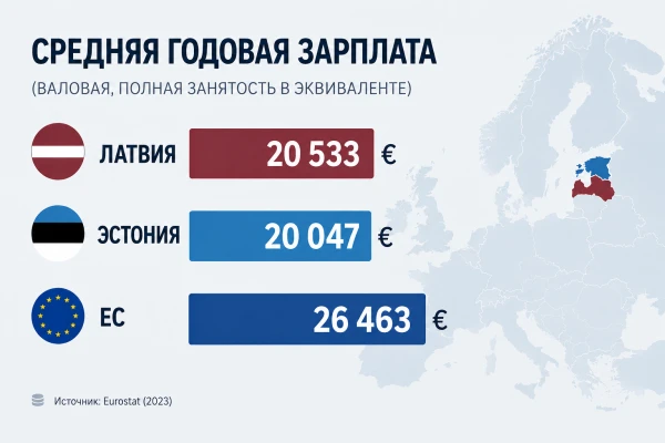 Средняя годовая зарплата в Европе
