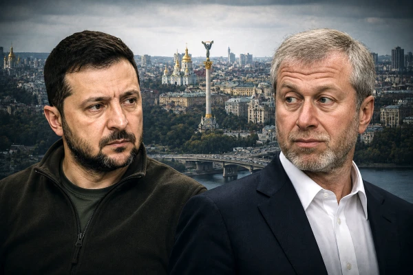 Владимир Зеленский и Роман Абрамович на фоне Киева