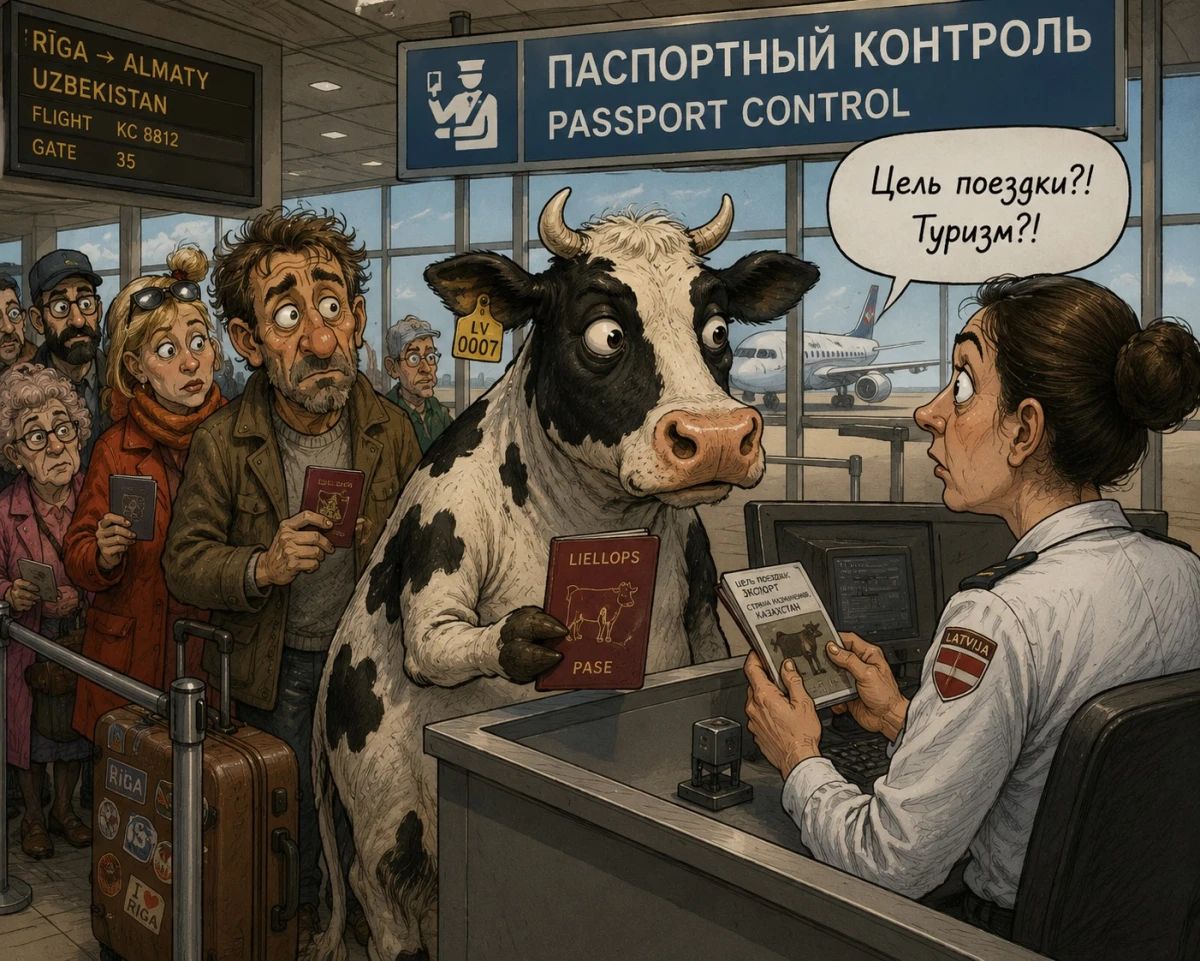 корова на паспотрном контроле