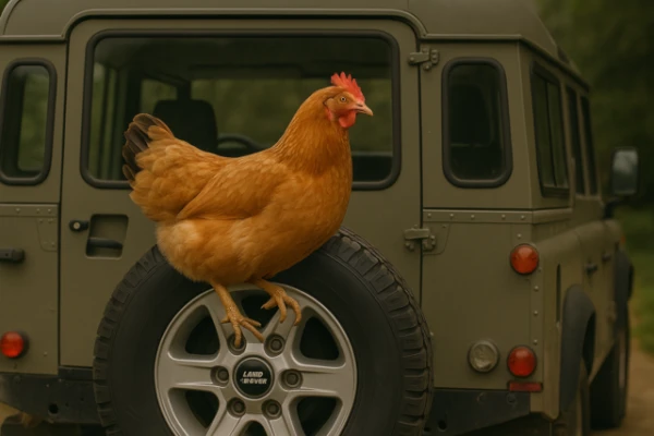 British Chicken Ran Away from Owners in an SUV