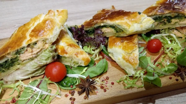 Exquisite Dinner: Preparing Strudel with Salmon and Spinach