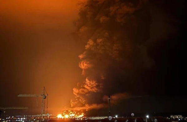 After Drone Strike in Crimea, Oil Depot is on Fire