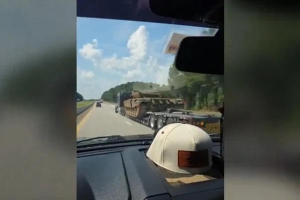 Soviet Tank Noticed on the Road in the USA
