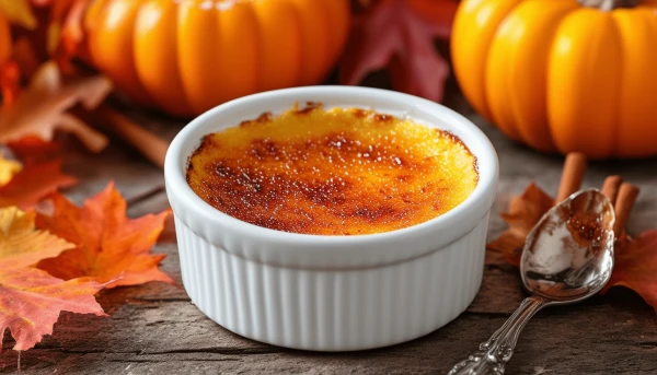 Tender Pumpkin Crème Brûlée with Amaretto Aroma: The Cozy Essence of Autumn in Every Spoonful