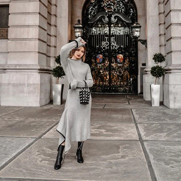 How to Wear a Sweater Dress to Look Modern