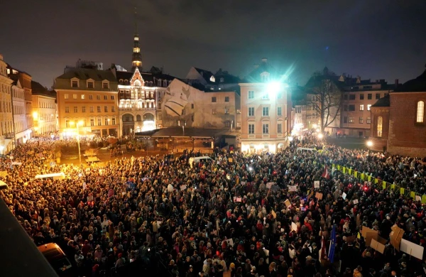 At least 10,000 people gathered in protest against Latvia's withdrawal from the Istanbul Convention