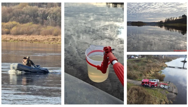 Report dead fish and oil spots found in the Daugava