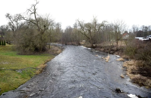 The water level in one of Latvia's rivers is rapidly rising