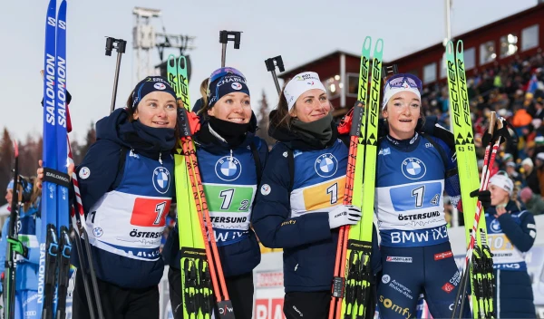 The French team won the women's relay in the first race of the 2025/26 Olympic season World Cup