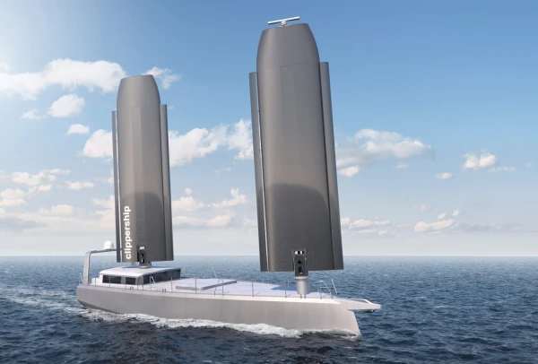 In the US, an unmanned cargo ship with wing sails is being prepared for launch