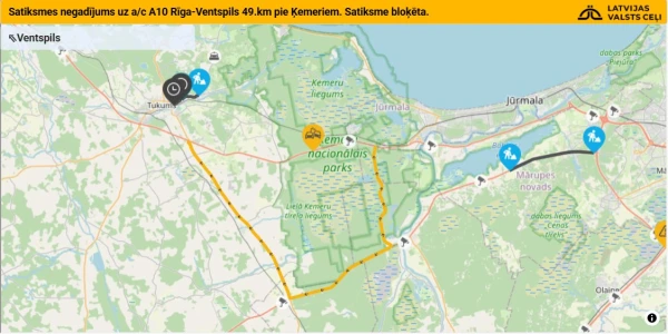 Three people died as a result of a collision involving six vehicles near Tukums