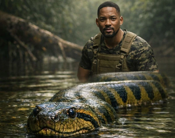 Знаменитый артист в компании извивающихся, земноводных.