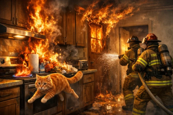 In the US, a cat started a kitchen fire and nearly burned itself: all pet owners need to remember this danger