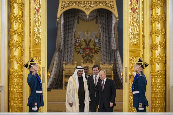 Президент Объединённых Арабских Эмиратов Мохаммед бин Зайд аль-Нахайян и глава РФ Владимир Путин 29 января 2026 года.