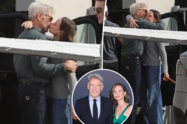 Romance at High Altitude: Harrison Ford Tenderly Embraces His Wife by the Airplane