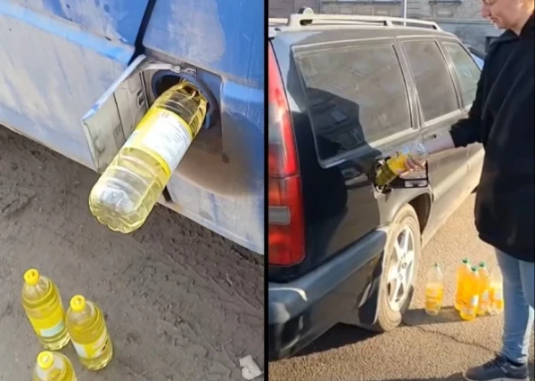 “Filled up with store-bought sunflower oil” - is that even possible?