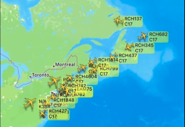 A Huge Convoy of U.S. Air Force C-17s Crosses the Atlantic and Heads to Iran