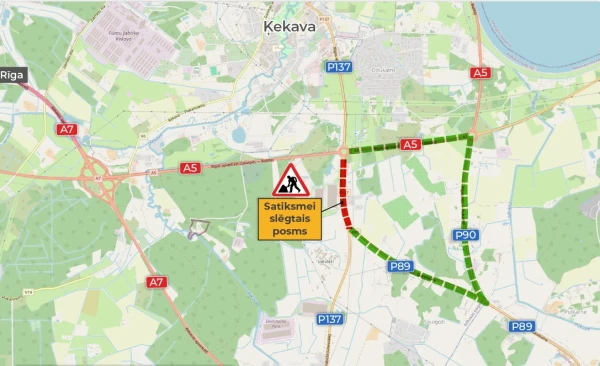 From Thursday until October, a section of the former Bauska Highway will be closed