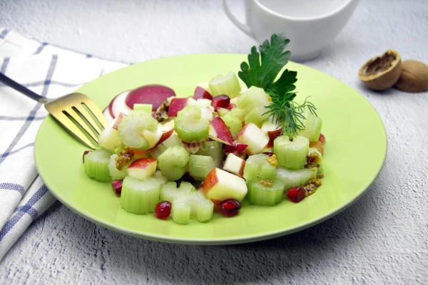 Light Low-Calorie Apple and Celery Salad for a Spring Mood