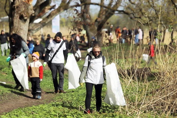 During the Great Cleanup, parks and nature trails were improved, and old furniture and tires were found