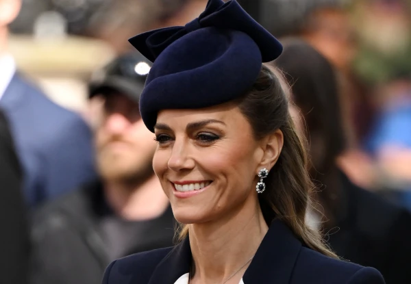Princess of Wales Kate Middleton Honors Soldiers in London Wearing Sapphires and an Elegant Blue Outfit