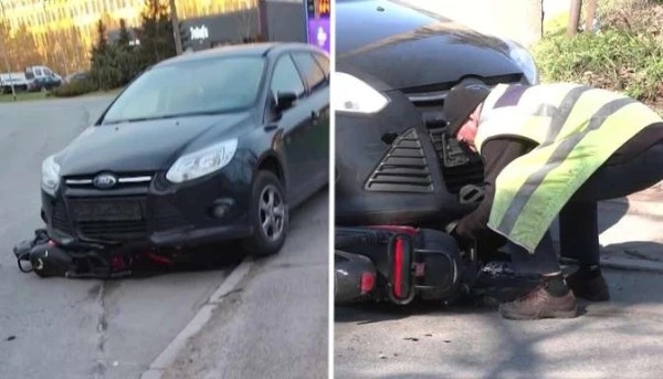 The driver 'accidentally' ran over a parked scooter. But she omitted an important detail...