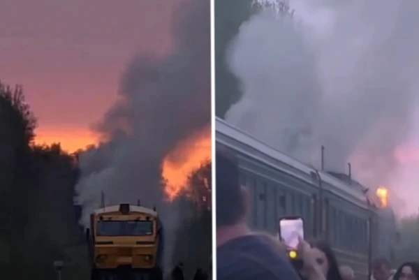 A passenger diesel train caught fire near Daugavpils