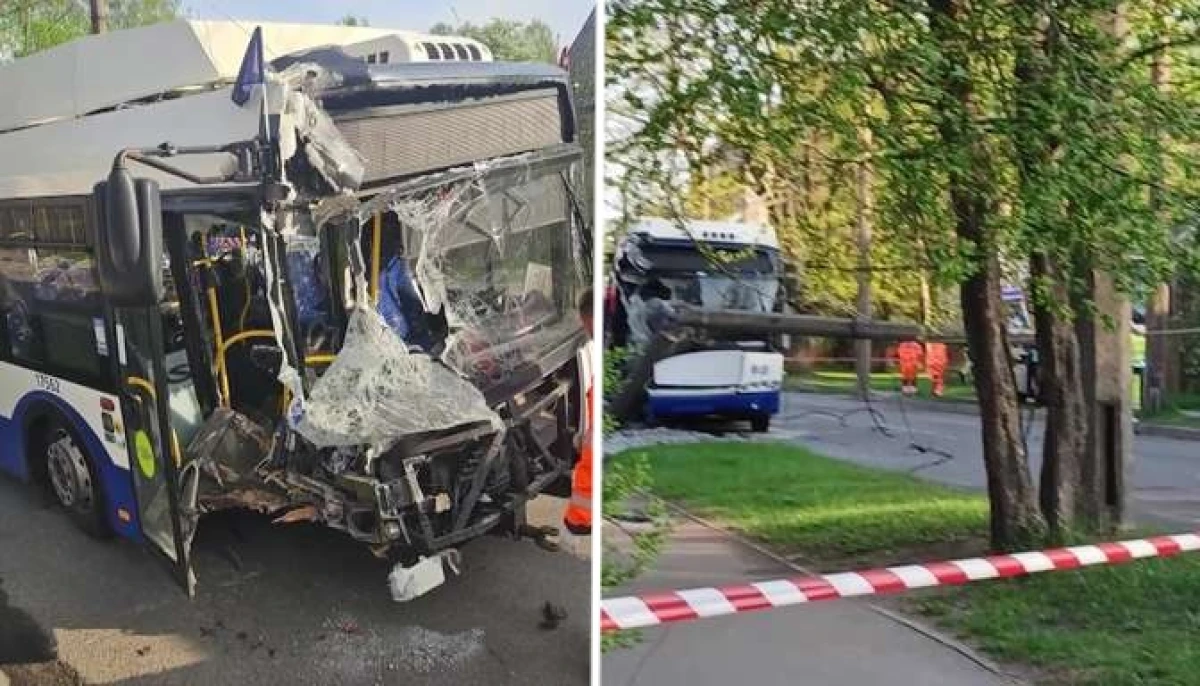 Pole in the windscreen, front part smashed… Rīgas satiksme comments on the incident in Kengarags