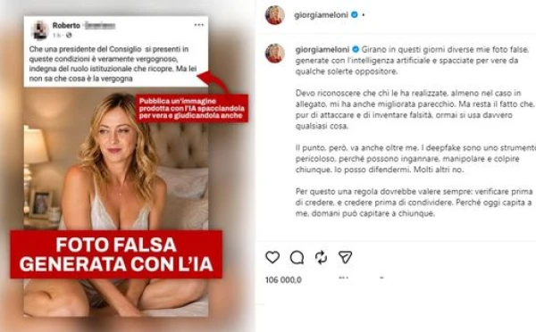 Meloni reacted to the deepfake featuring her image and urged to verify news