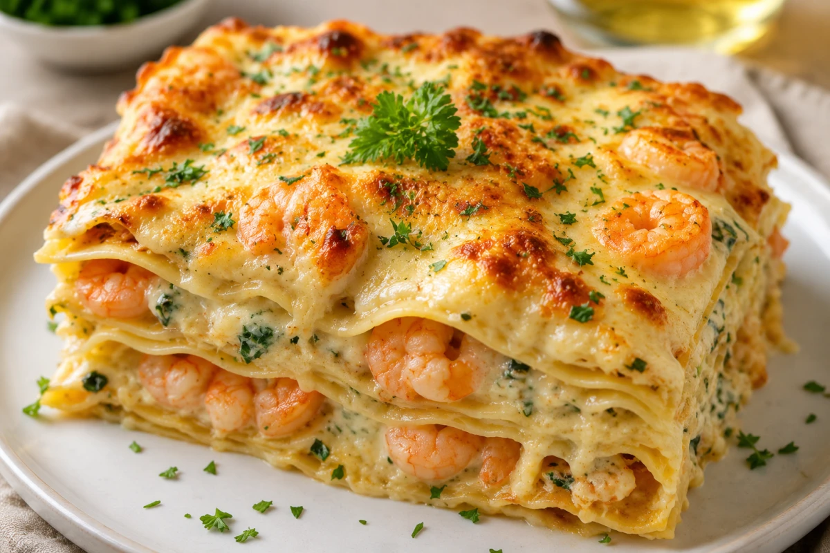 Лазанья с креветками