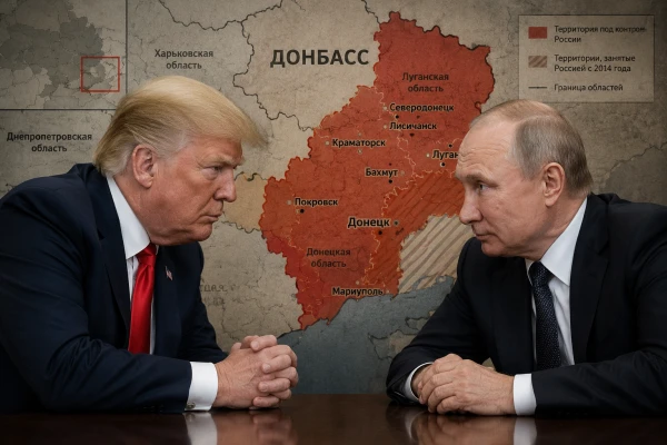 Переговоры Трампа и Путина на фоне карты Донбасса