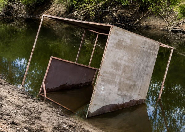 Ржавое сооружение в воде