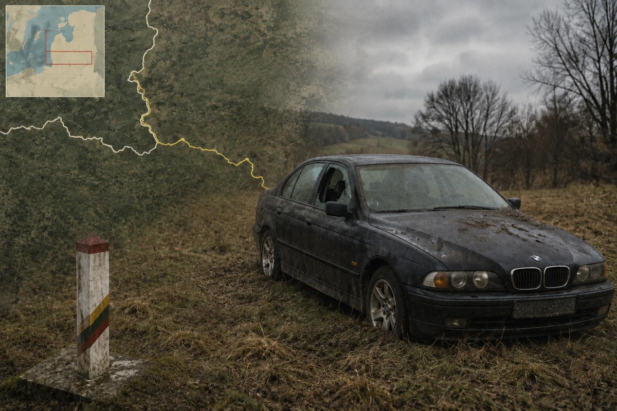 Брошенный BMW в поле