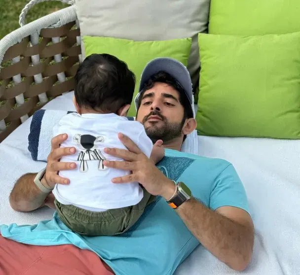 Sheikh Hamdan bin Mohammed Al Maktoum with his son