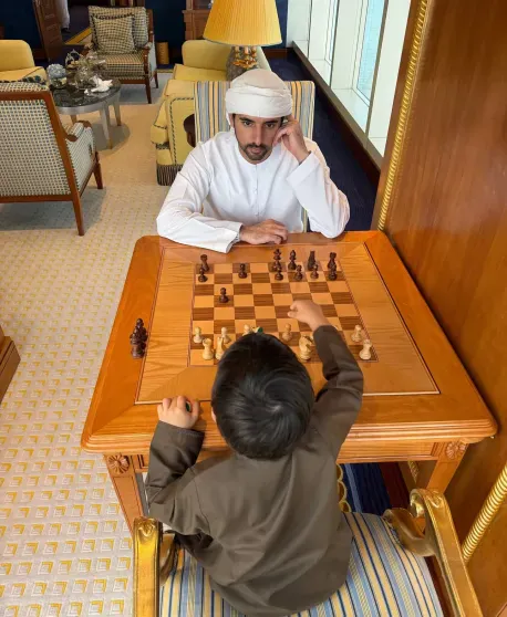 Sheikh Hamdan bin Mohammed Al Maktoum with his son