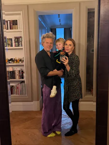 Svetlana Bondarchuk and Sergey Kharchenko with their son