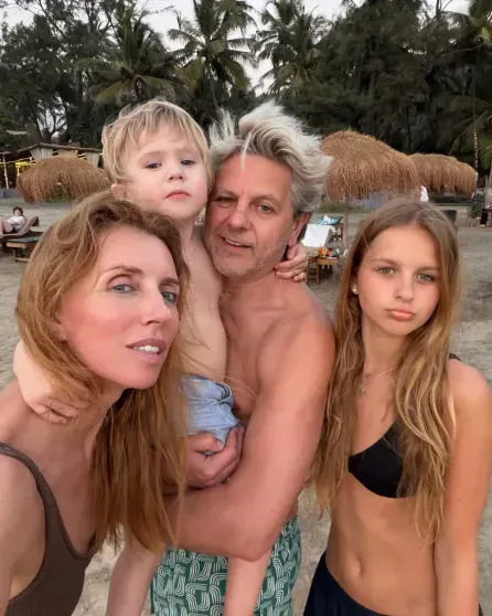 Svetlana Bondarchuk and Sergey Kharchenko with their son and Sergey Kharchenko's daughter