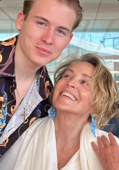 Sharon Stone with her son Roan